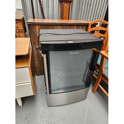 407 - A HiSense glass fronted fridge/drinks fridge