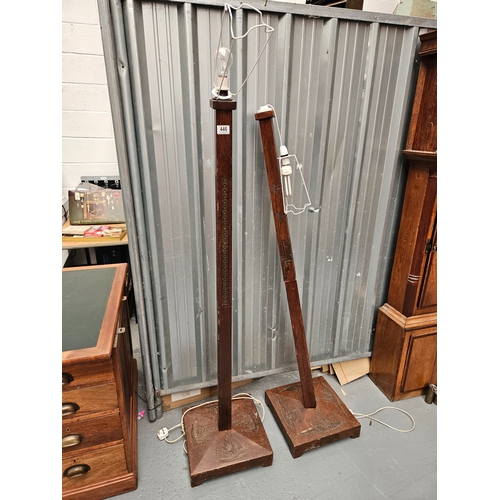 446 - 2 chinoiserie floor standing lamps (1 needs tightening)