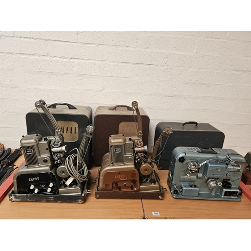 511 - Two vintage Ampro movie projectors and a British Thompson Houston Model 401 movie projector - stunni... 