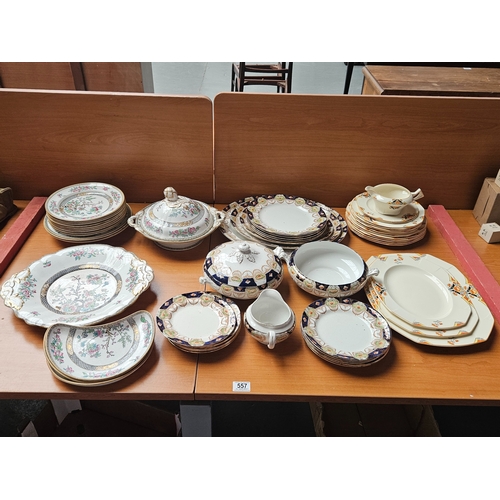 557 - 3 assorted part dinner services to include Alfred Meakin Marigold, Pearl Blair's and one other