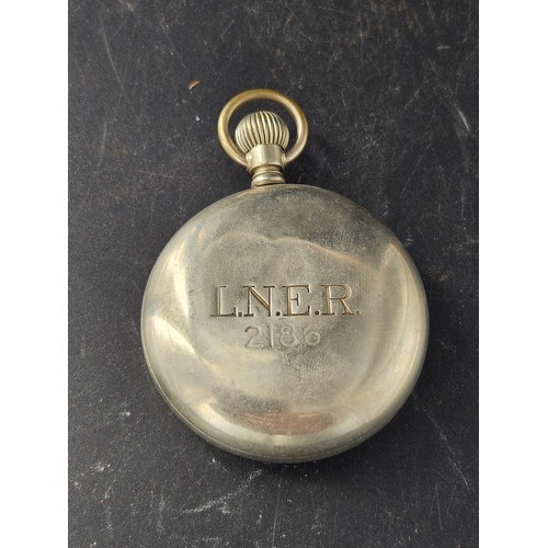 809 - A LNER Railway pocket watch - back cover marked LNER 2186 - untested