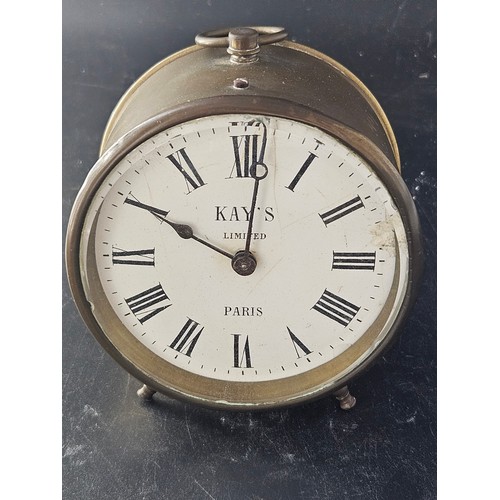 814 - A Kay's Limited of Paris brass drum clock as used by Great Western Railways (GWR) case number 2017 (... 