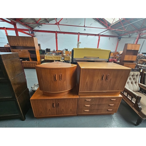 644 - Three teak G Plan cabinets and one corner cabinet