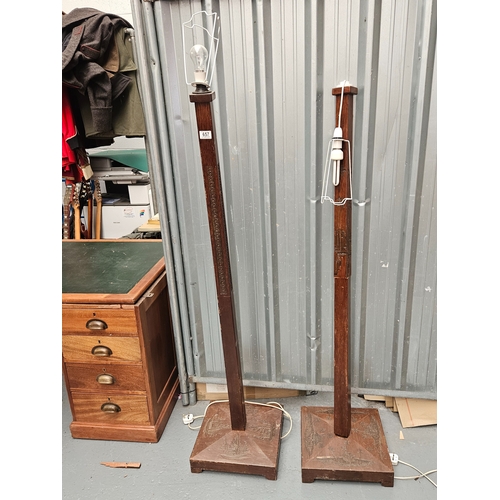 657 - 2 chinoiserie floor standing lamps (1 needs tightening)