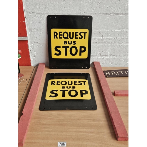 506 - Two original enamel bus stop signs 