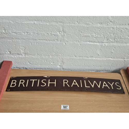 507 - An original British Railways enamel railway sign - 66cm x 10cm - good condition with some chipping a... 