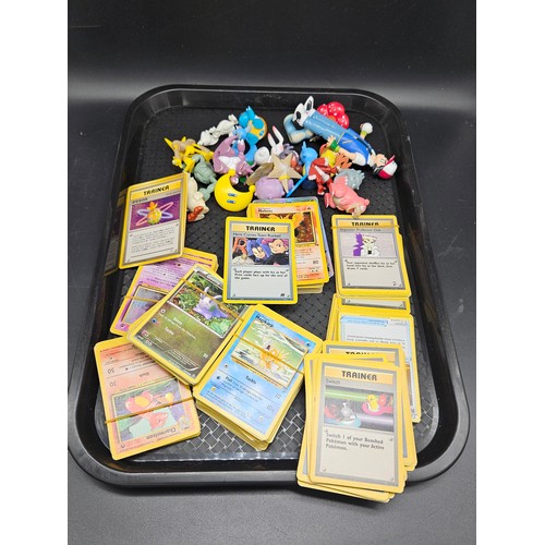 841 - A collection of vintage Pokémon cards and figures with some Mario figures