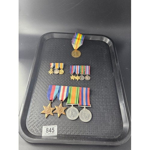 845 - A set of WW2 medals - The Defence Medal, The War Medal, The 1939/1945 Star and the France and German... 