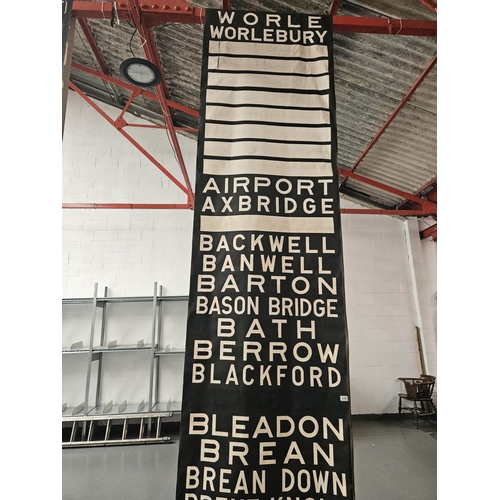 638 - A bus scroll/bus destination blind - approximately 7m long - England destinations (Bristol, Yatton, ... 