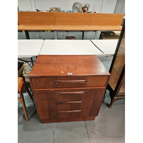 414 - A teak G Plan chest of drawers

Measurements: Height 76cm, Width 72cm, Depth 45cm