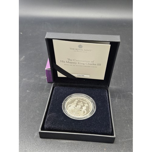 510 - A boxed 2023 silver proof £5 King Charles III Coronation coin - limited edition - Royal Mint