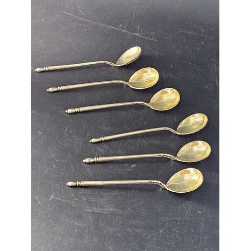 534 - A set of six Niello Russian silver teaspoons - lovely condition and all fully marked as per the phot... 