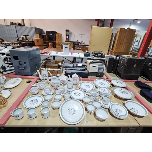 361 - A ten piece Denby part tea set together with an Alpine White Ironstone part dinner service - approxi... 