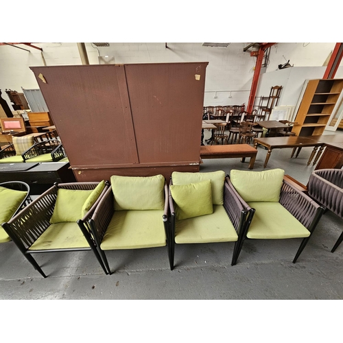 407 - Four Sandalyeci metal frame woven side armchairs