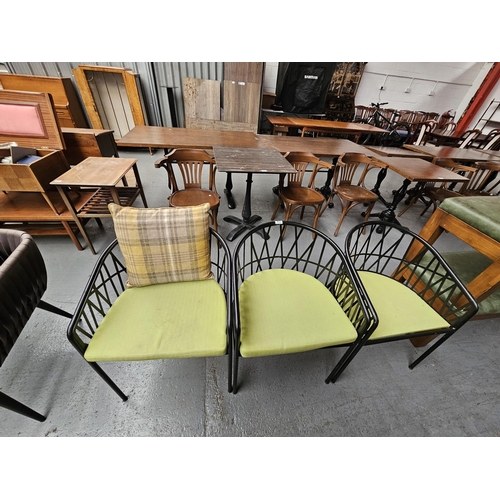 435 - Three Sandalyeci metal frame tub chairs