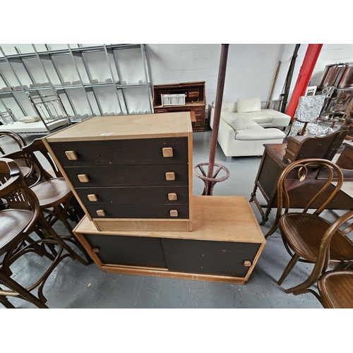 447 - A teak Domino Mobler record cabinet/sideboard and a chest of drawers

Record Cabinet Measurements: H... 