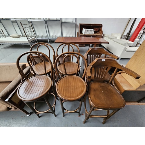 448 - A set of four and a pair of Sandalyeci bar stools