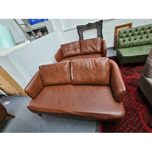 487 - A brown leather Sandalyeci two seater sofa
H 78cm
W 160cm
D 78cm