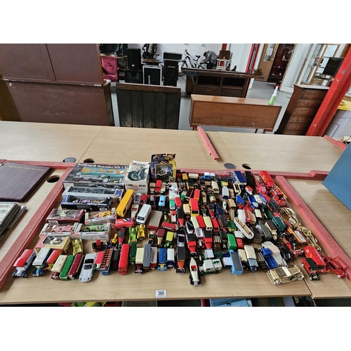 360 - A collection of mostly playworn diecast cars to include Matchbox and Corgi