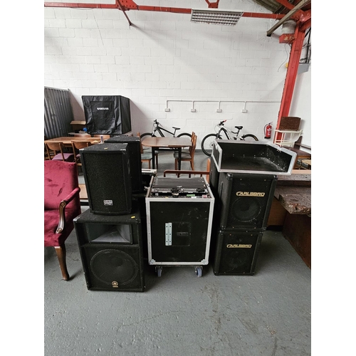 421 - Stereo equipment to include Yamaha speakers, Carlsbro speakers, amplifiers etc. to include Yamaha, E... 