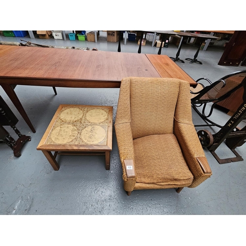 428 - A tiled top coffee table together with a Mid Century armchair