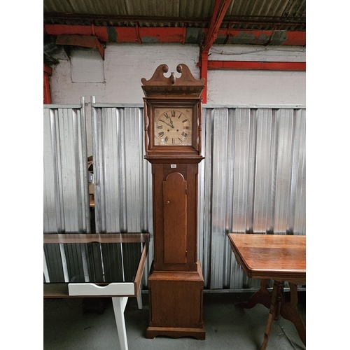 442 - An oak cased grandfather clock