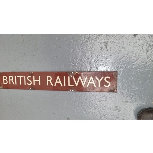 486 - A British Railways enamel sign - chipping to the enamel around the screw holes - 27 inches x 4 inche... 