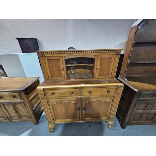 414 - An oak court cupboard
H138cm  W124cm  D48cm