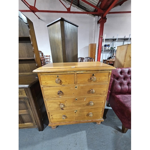 416 - A victorian pine two over three chest of drawers
H168cm  W94cm  D46cm