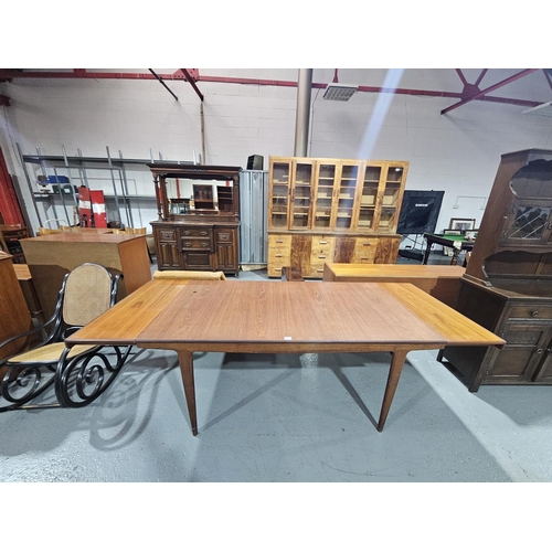 422 - A Mid Century teak extending table believed to be by Scandinavian designer Svend Madsen - two extra ... 