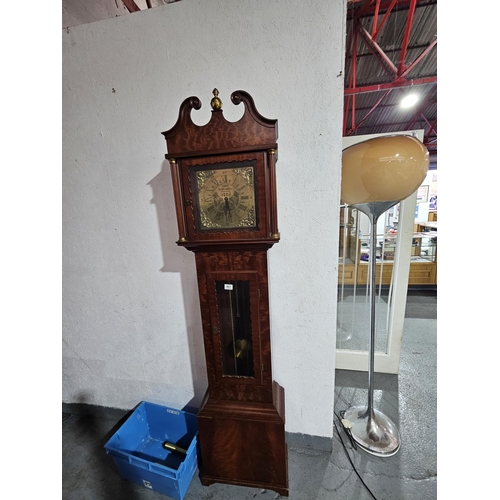 461 - A mahogany cased E.J Goodfellow Wadebridge grandfather clock with weights and pendulum