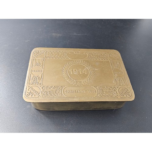 528 - An original 1914 military brass Christmas tin