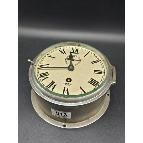 513 - A Smiths Astral ships clock in nickel case