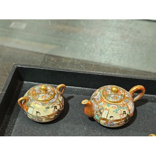 507 - Miniature antique Japanese Satsuma tea set pieces - Meiji period