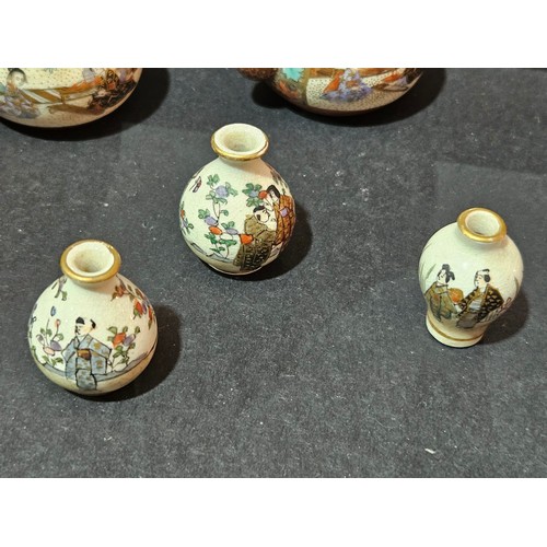 507 - Miniature antique Japanese Satsuma tea set pieces - Meiji period