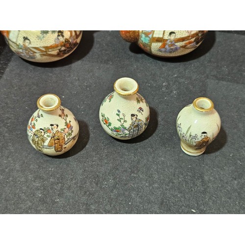 507 - Miniature antique Japanese Satsuma tea set pieces - Meiji period