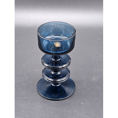 534 - A Wedgwood Sheringham two disc candlestick in blue