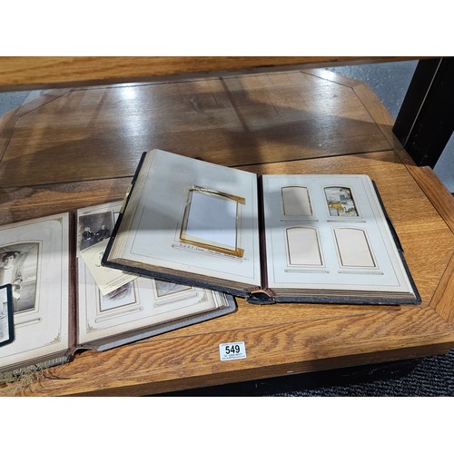 549 - 2 Victorian photograph albums. One containing over 50 Period photographs and signed by the Mayor of ... 