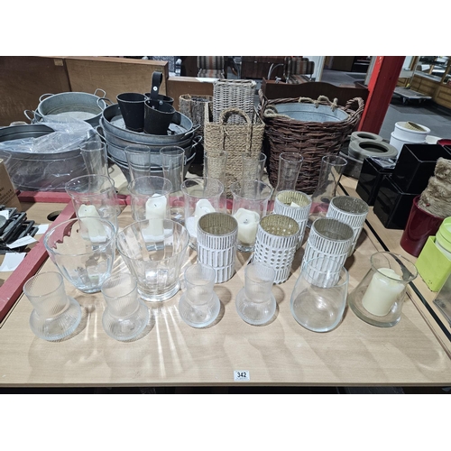 342 - Various ex-floral display glassware to include glass candle holders, Ikea Padray vases etc