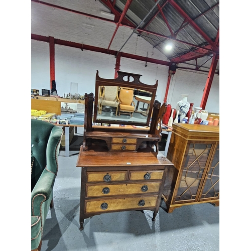 405 - A mahogany single mirror dressing chest 
Height 174cm width 100cm depth 50cm