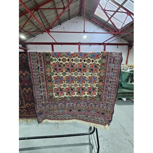 428 - An Afghan hand knotted Mimana Kilim rug - 180cm x 122cm - slight damage