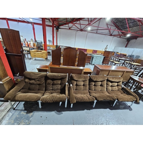 443 - A three seater and a two seat mid century style sofas