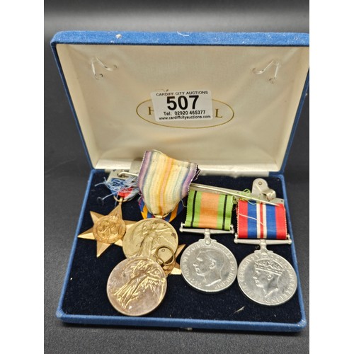 507 - A group of World War II medals - 1939/1945 Star, the Burma Star, the Defence medal, the War medal an... 