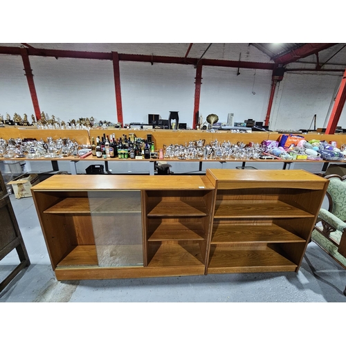 404 - A teak Minty glass fronted bookcase with one other teak bookcase