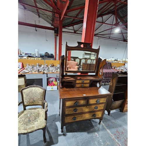 407 - A mahogany single mirror dressing chest 
Height 174cm width 100cm depth 50cm