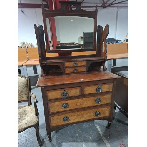 410 - A mahogany single mirror dressing chest 
Height 174cm width 100cm depth 50cm