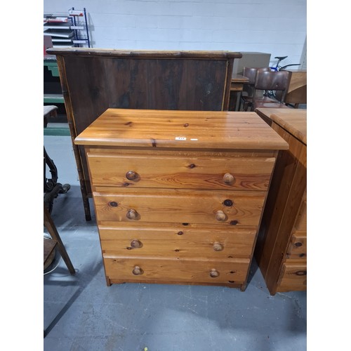 419 - A pine four drawer chest of drawers
H84cm  W75cm  D44cm