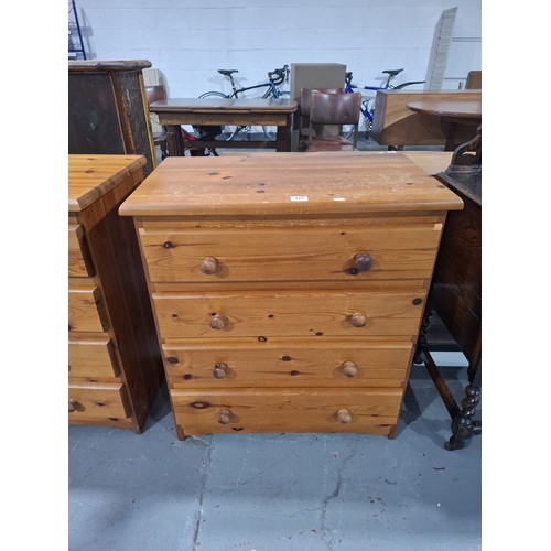 420 - A pine four drawer chest of drawers
H84cm  W75cm  D44cm