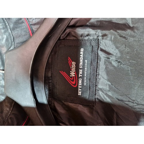 659 - A leather Weise motorcycle jacket together with a Scorpio EXO motorcycle helmet and bag