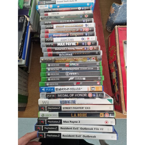 614 - A boxed Playstation 1 console with controllers, Nintendo Wii console, Xbox 360 console with controll... 